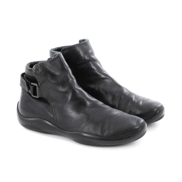 PRADA Black Leather Ankle Boots - Picture 1 of 10